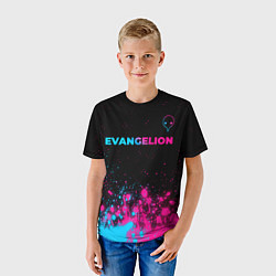 Футболка детская Evangelion - neon gradient: символ сверху, цвет: 3D-принт — фото 2