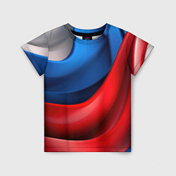 Детская футболка Объемная абстракция в цветах флага РФ
