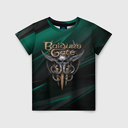 Детская футболка Baldurs Gate 3 logo green geometry