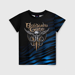 Футболка детская Baldurs Gate 3 logo blue geometry, цвет: 3D-принт