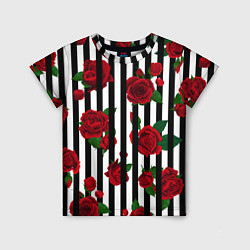 Детская футболка Полосы и красные розы