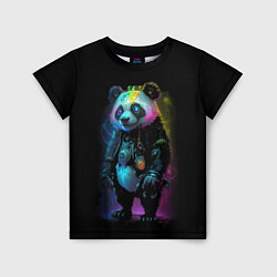 Детская футболка Панда в стиле киберпанк