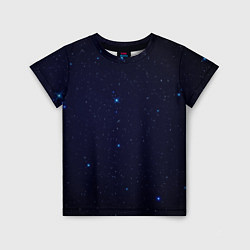 Футболка детская Тёмный космос и синие звёзды, цвет: 3D-принт