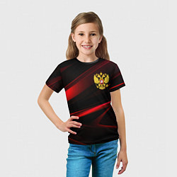 Футболка детская Золотистый герб России, цвет: 3D-принт — фото 2
