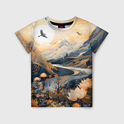Детская футболка Солнечное утро в цветущих горах