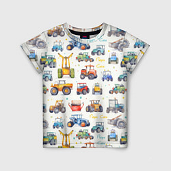 Детская футболка Акварельные тракторы - детский паттерн