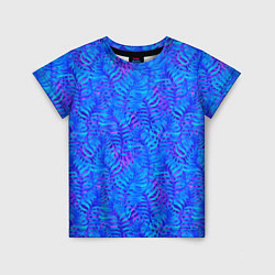 Детская футболка Синие неоновые листья