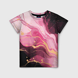 Детская футболка Абстрактный черно-розовый мраморный узор