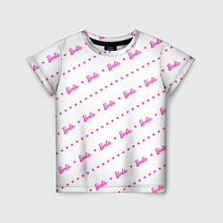 Детская футболка Барби паттерн - логотип и сердечки