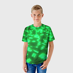 Футболка детская Зеленые свечения, цвет: 3D-принт — фото 2