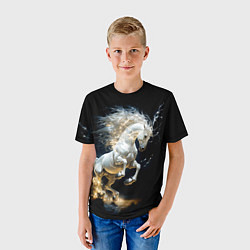 Футболка детская Конь Белая молния, цвет: 3D-принт — фото 2