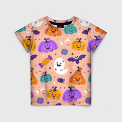Детская футболка Halloween - pumpkins and ghosts