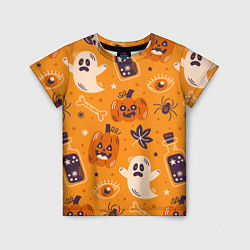 Детская футболка Хэллоуин - тыквы и приведенья
