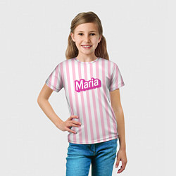 Футболка детская Имя Мария в стиле Барби: розовая полоска, цвет: 3D-принт — фото 2