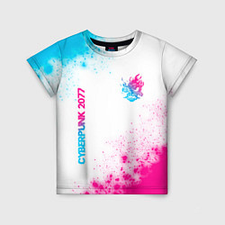 Детская футболка Cyberpunk 2077 neon gradient style: надпись, симво
