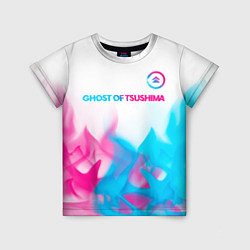 Детская футболка Ghost of Tsushima neon gradient style: символ свер
