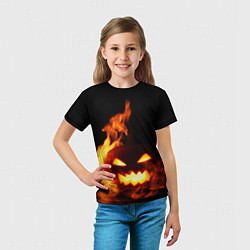 Футболка детская Тыква в огне, цвет: 3D-принт — фото 2