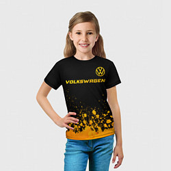 Футболка детская Volkswagen - gold gradient: символ сверху, цвет: 3D-принт — фото 2