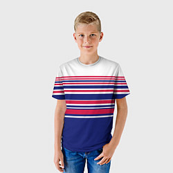 Футболка детская Красные и синие полосы на белом фоне, цвет: 3D-принт — фото 2