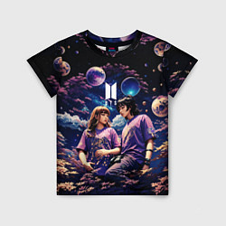 Детская футболка BTS на фоне космоса