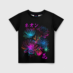 Детская футболка Неоновые цветы - японский стиль
