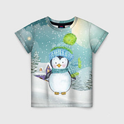 Детская футболка Новогодний пингвин