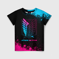 Детская футболка Attack on Titan - neon gradient