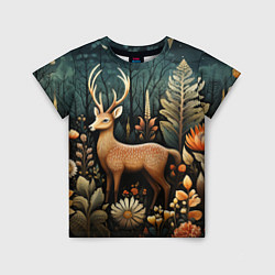 Детская футболка Лесной олень в стиле фолк-арт