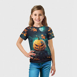 Футболка детская Хэллоуинская тыква под луной, цвет: 3D-принт — фото 2