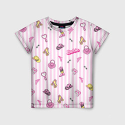 Детская футболка Барби - розовая полоска и аксессуары