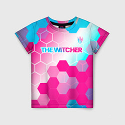 Детская футболка The Witcher neon gradient style: символ сверху