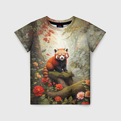 Футболка детская Красная панда в лесу, цвет: 3D-принт
