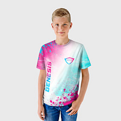 Футболка детская Genesis neon gradient style вертикально, цвет: 3D-принт — фото 2