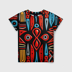 Детская футболка Красно-синий узор в африканском стиле