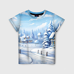 Детская футболка Снежный зимний фон