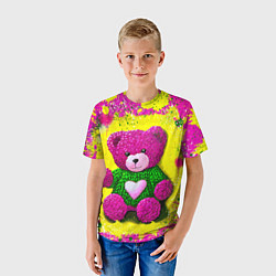 Футболка детская Розовый мишка в свитере, цвет: 3D-принт — фото 2