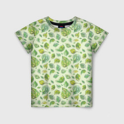 Детская футболка Акварельные листья с узором