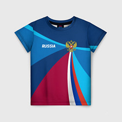 Детская футболка Герб и триколор России с геометрией
