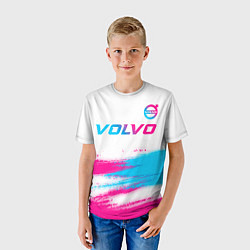 Футболка детская Volvo neon gradient style посередине, цвет: 3D-принт — фото 2