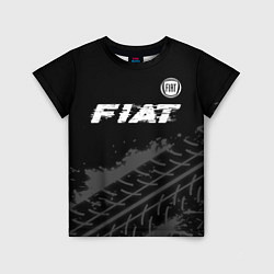 Детская футболка Fiat speed на темном фоне со следами шин посередин