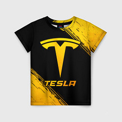 Детская футболка Tesla - gold gradient