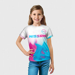 Футболка детская Nissan neon gradient style посередине, цвет: 3D-принт — фото 2