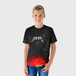 Футболка детская Анна в стиле Металлика - искры и огонь, цвет: 3D-принт — фото 2