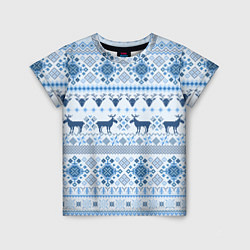 Футболка детская Blue sweater with reindeer, цвет: 3D-принт
