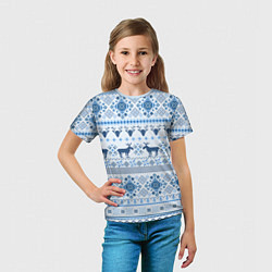 Футболка детская Blue sweater with reindeer, цвет: 3D-принт — фото 2