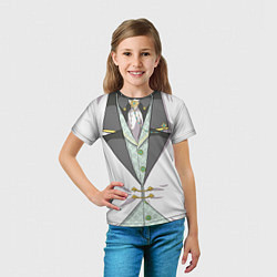 Футболка детская Белый мультяшный фрак с шейным платком, цвет: 3D-принт — фото 2