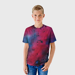 Футболка детская Акварельные брызги в розовом, цвет: 3D-принт — фото 2