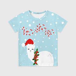 Футболка детская Лама в роли Санта Клауса, цвет: 3D-принт