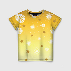 Детская футболка Снежинки и звезды на желтом