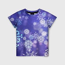Детская футболка Крупные снежинки на фиолетовом